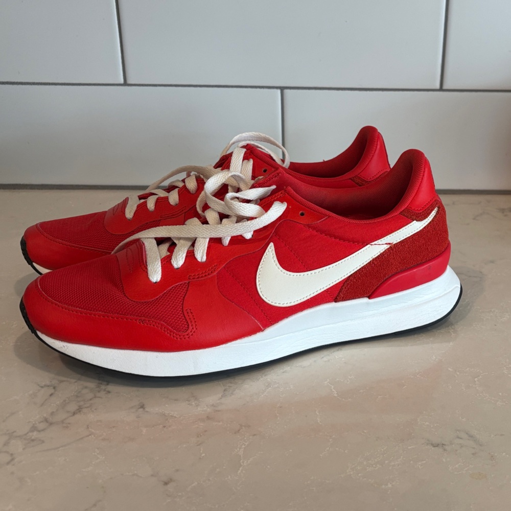 Nike Red and White Internationalist Athletic Shoes